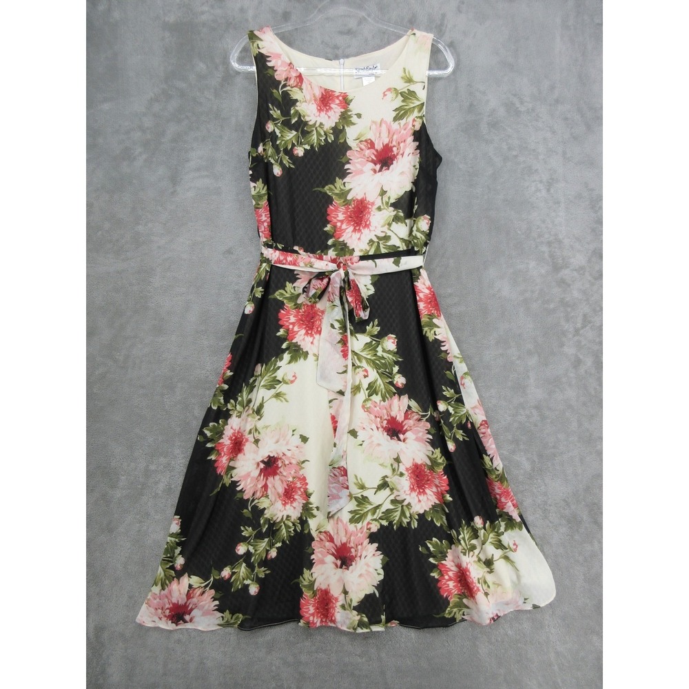 NorthStyle Dress Womens 12 Floral Belted Midi Romantic Feminine Wedding Office